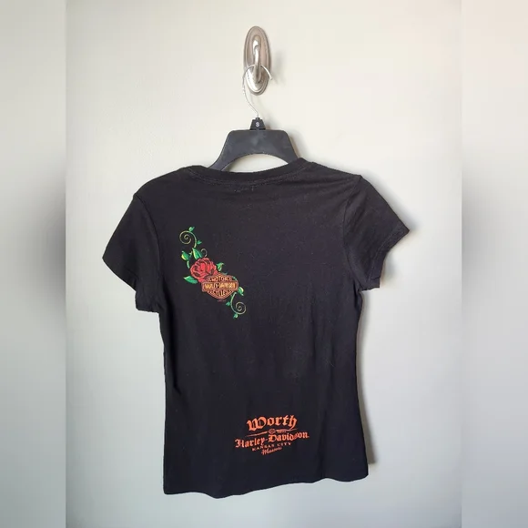 Harley Davidson women's short sleeved shirt Kansas City skull - Picture 2 of 7